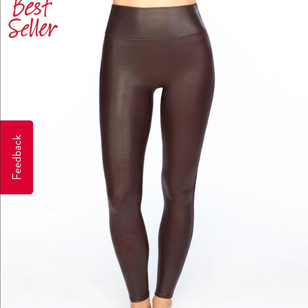 Spanx Faux Leather Leggings in Wine